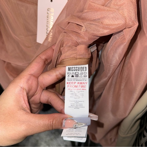 Missguided Mauve Puff Sleeve Milkmaid Corset Top Womens Size 12 New NWT Romantic - Picture 7 of 9